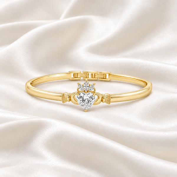 Séala Claddagh Stone Set Bangle by Absolute Jewellery