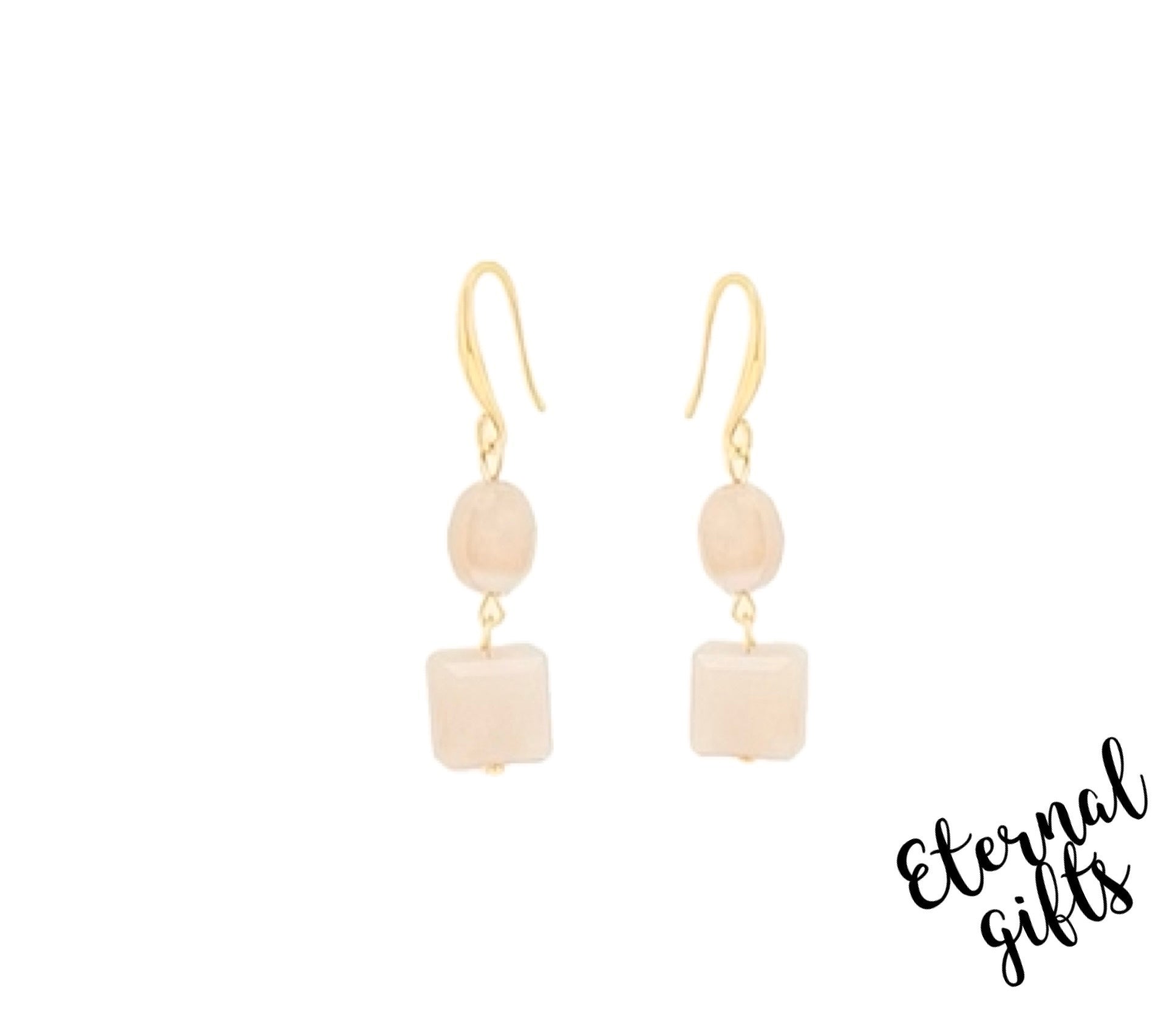 Long Earrings in Gold with Champagne Beading by Absolute Jewellery