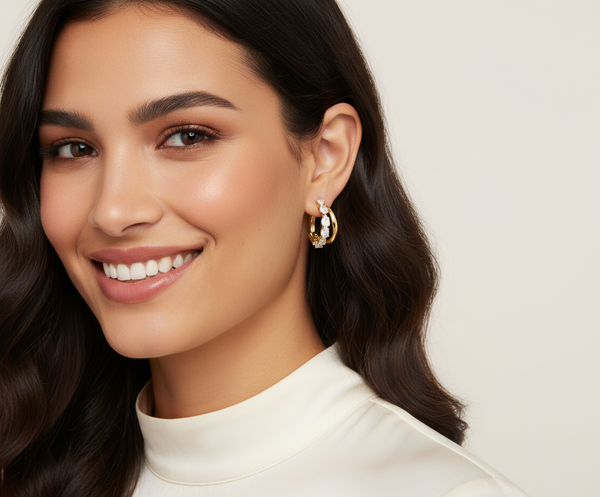 Half Hoop Embellished Earrings by Absolute Jewellery