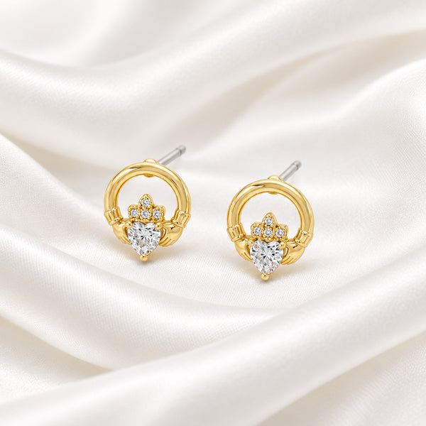 Séala Claddagh 8mm Stud Earring Gold