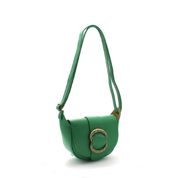 The Vida Leather Handbag in Green by Vimoda