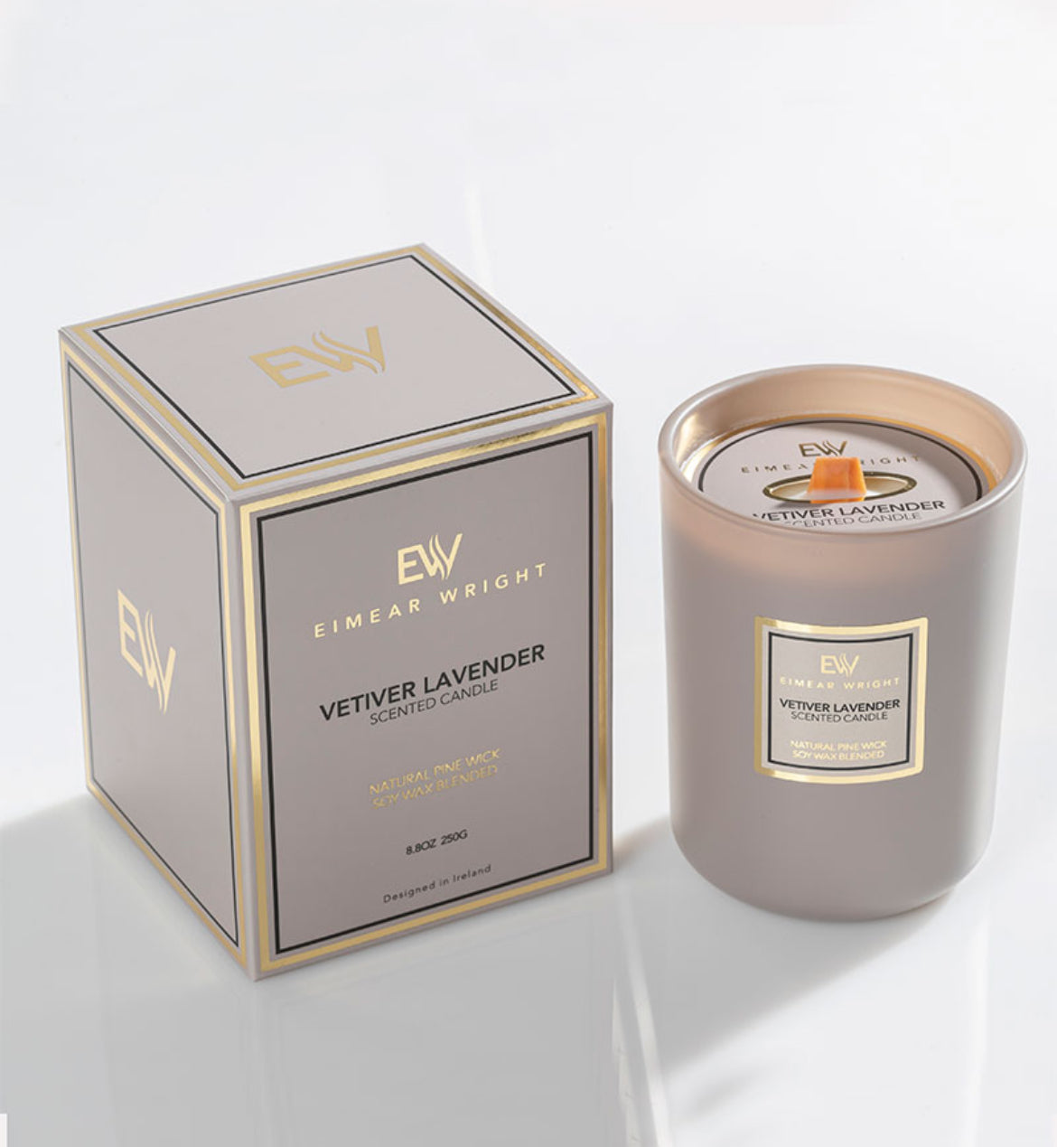 VETIVER LAVENDER SCENTED CANDLE 8.8 oz 250g by Eimear Wright Candles 50 hour burn time