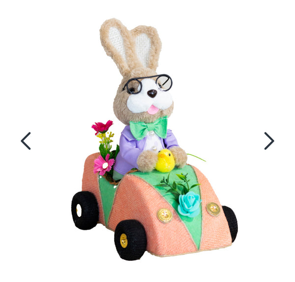 Easter Bunny in Racing Car