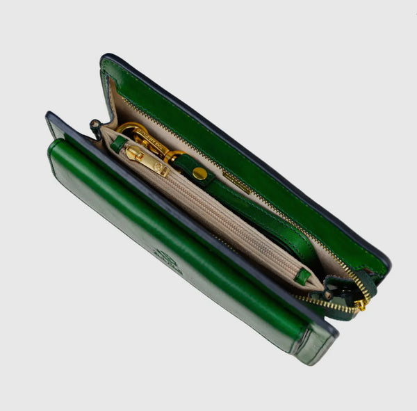 Leather Clutch Bag in Green by Time Resistance