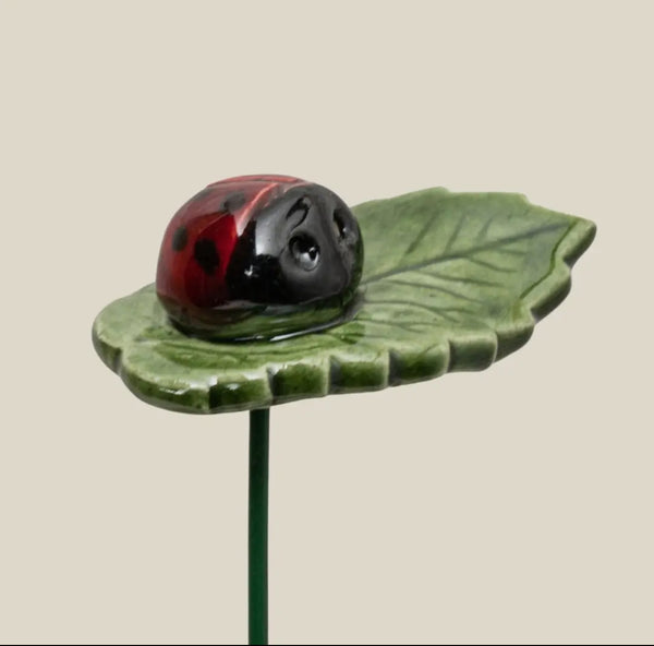 Lucky Ladybug on Leaf Ceramic