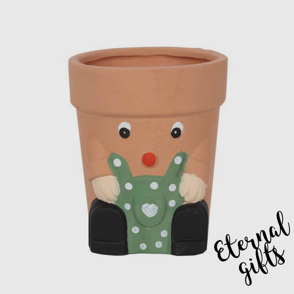 Green Pot Man Terracotta Pot Planter