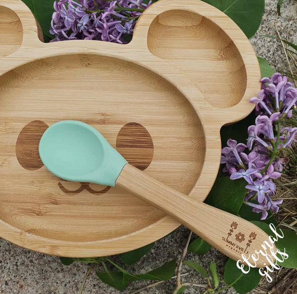 Kids Bamboo Tableware Mouse Cameo Green