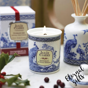 Snowdrop & Holly Berries Candle & Diffuser Set Peacock Range by Julie Clarke