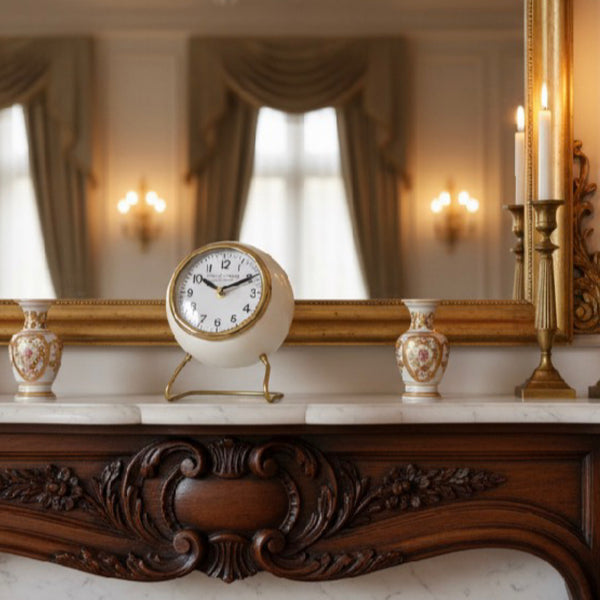 Enamel Ivory Mantle Clock