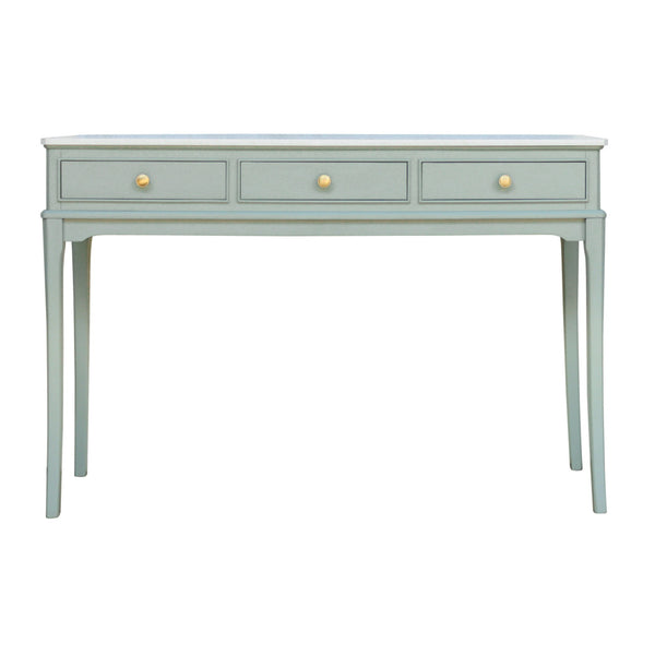 3 Drawer Console Table in Sage with Marble Top