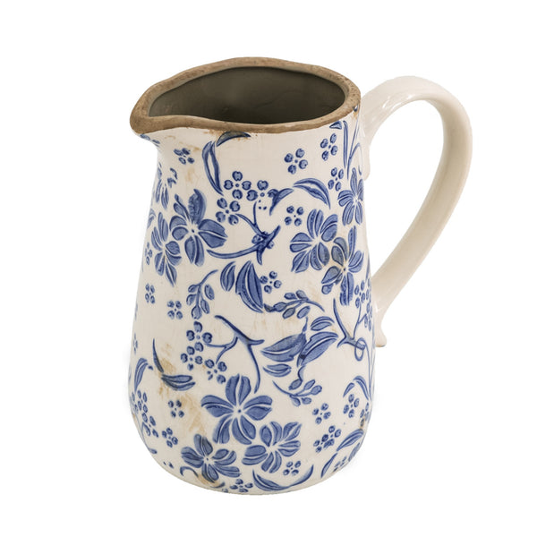 Decorative Blue Floral Pitcher 18cm