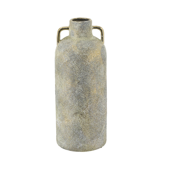 Tall Sculpted Vase in Sage with gold accents 41cm