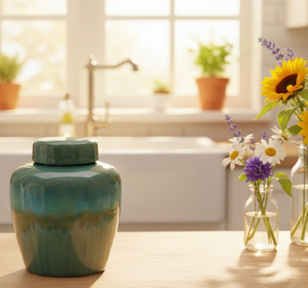 Reactive Glaze Lidded Jar 25cm