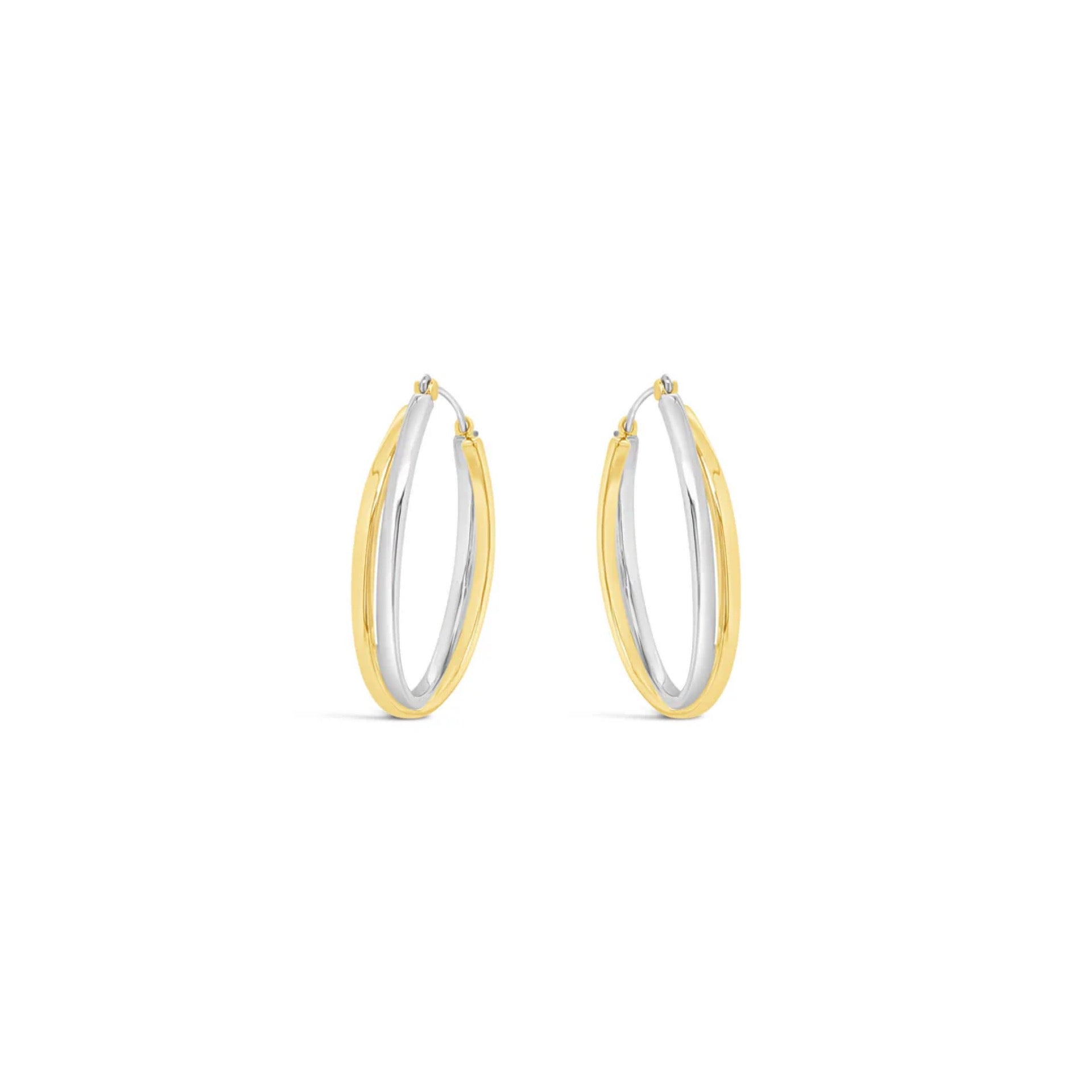 2 Tone Mix Earrings in Yellow Gold and Silver by Absolute Earrings