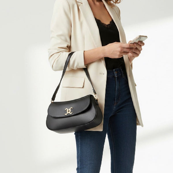 Elegant Shoulder Leather  Bag with logo by Vimoda