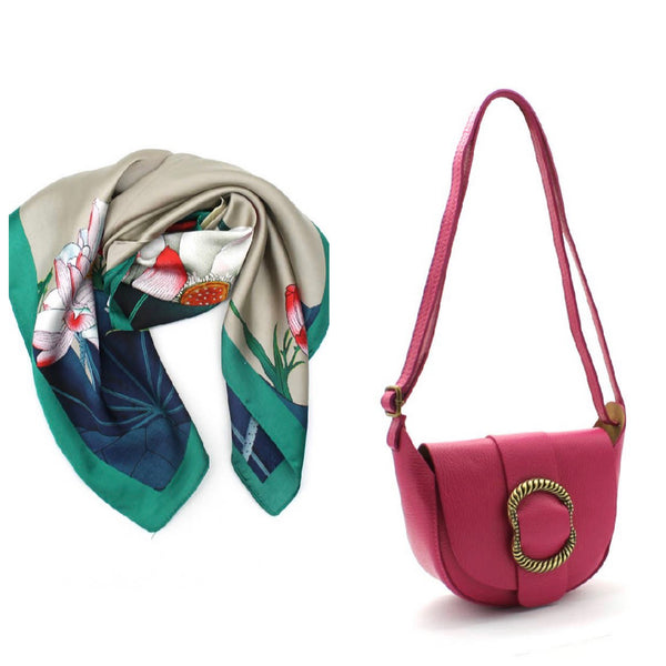The Vida Leather Bag by Vimoda in Fushia