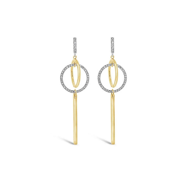 Gold And Silver Diamante Linking Rings Drop Earrings by Absolute Jewellery