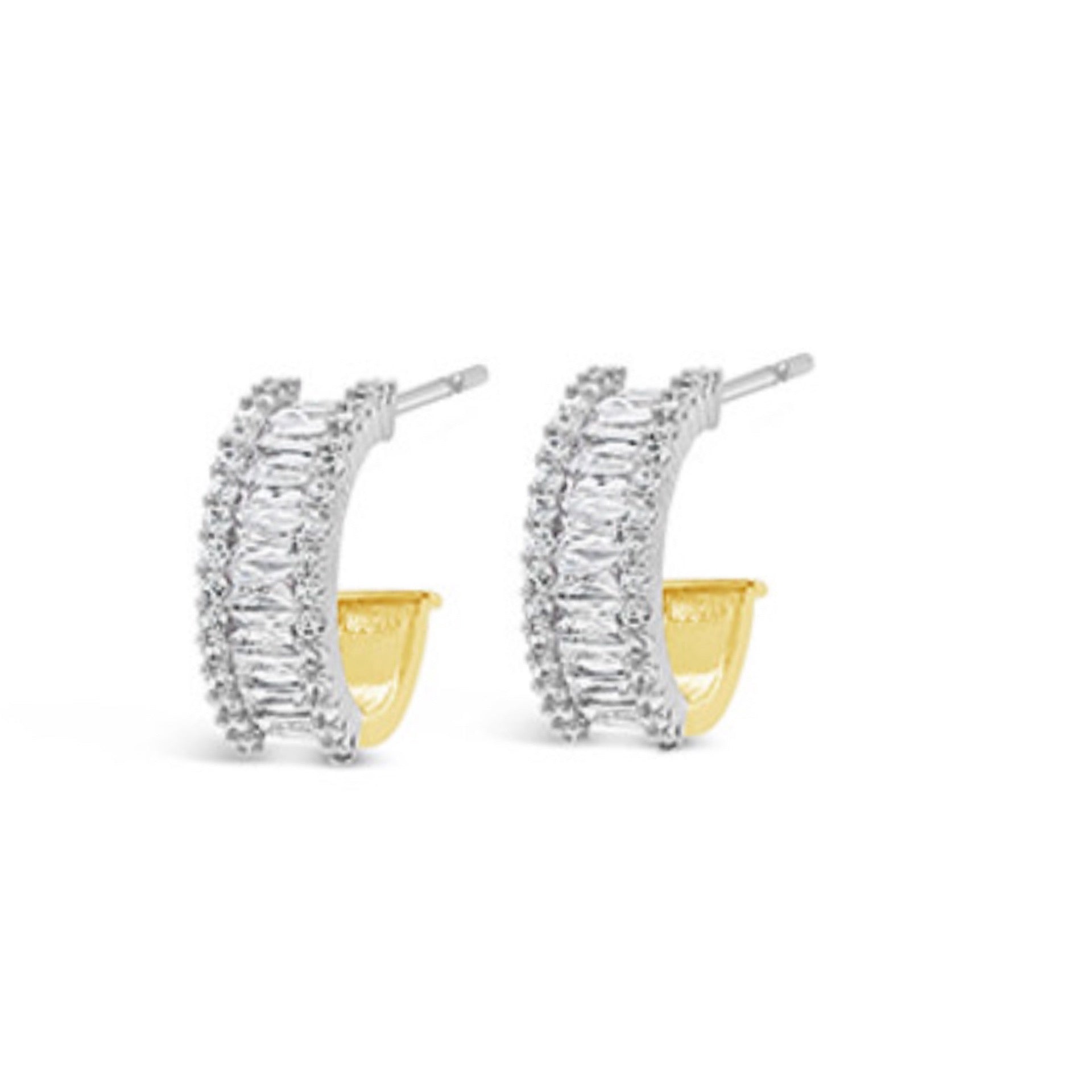 Baquette Half Hoop Earrings in Gold By Absolute Earrings