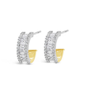 Baquette Half Hoop Earrings in Gold By Absolute Earrings
