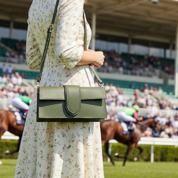 The Arabella Structured Leather Handbag in Olive Green by Vimoda