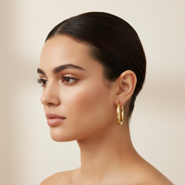 Large Plain Chunky Hoops 35mm by Absolute Jewellery
