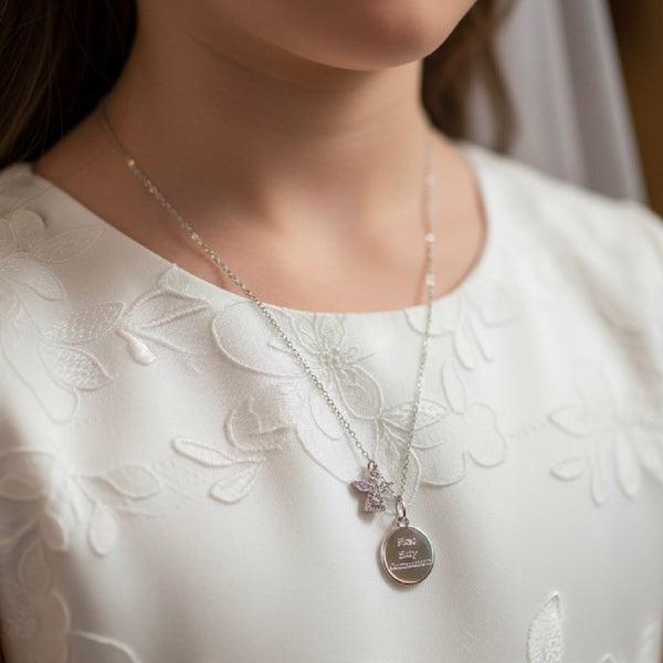 Kids Silver First Holy Communion Angel Charm Pendant