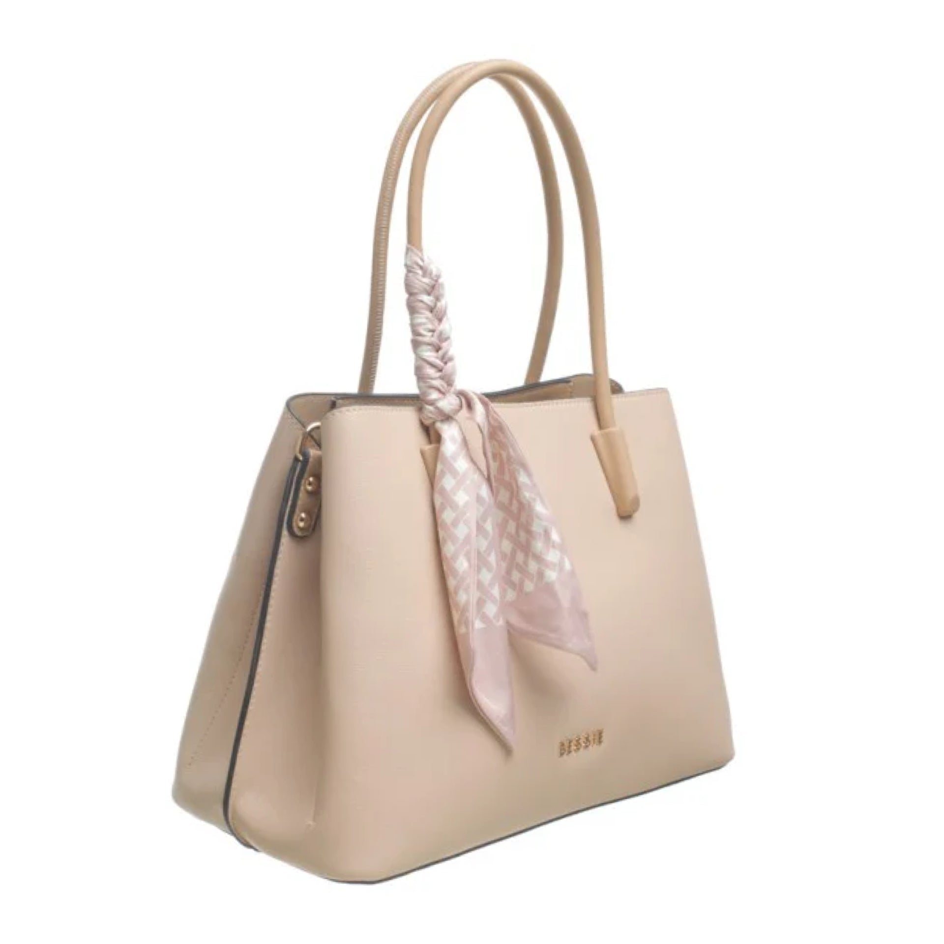 The Clara Handbag in Beige/Taupe by Bessie