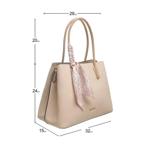 The Clara Handbag in Beige/Taupe by Bessie