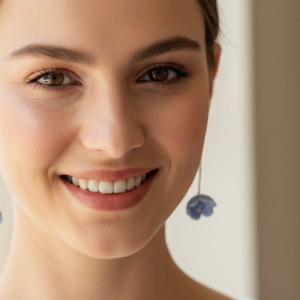 The Freda Earring in Medium Blue by Marlese Made - Irish Designer