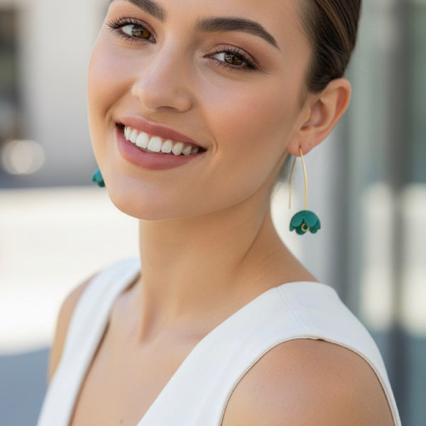 The Freda Earring  in Green by Marlese Made - Irish Designer