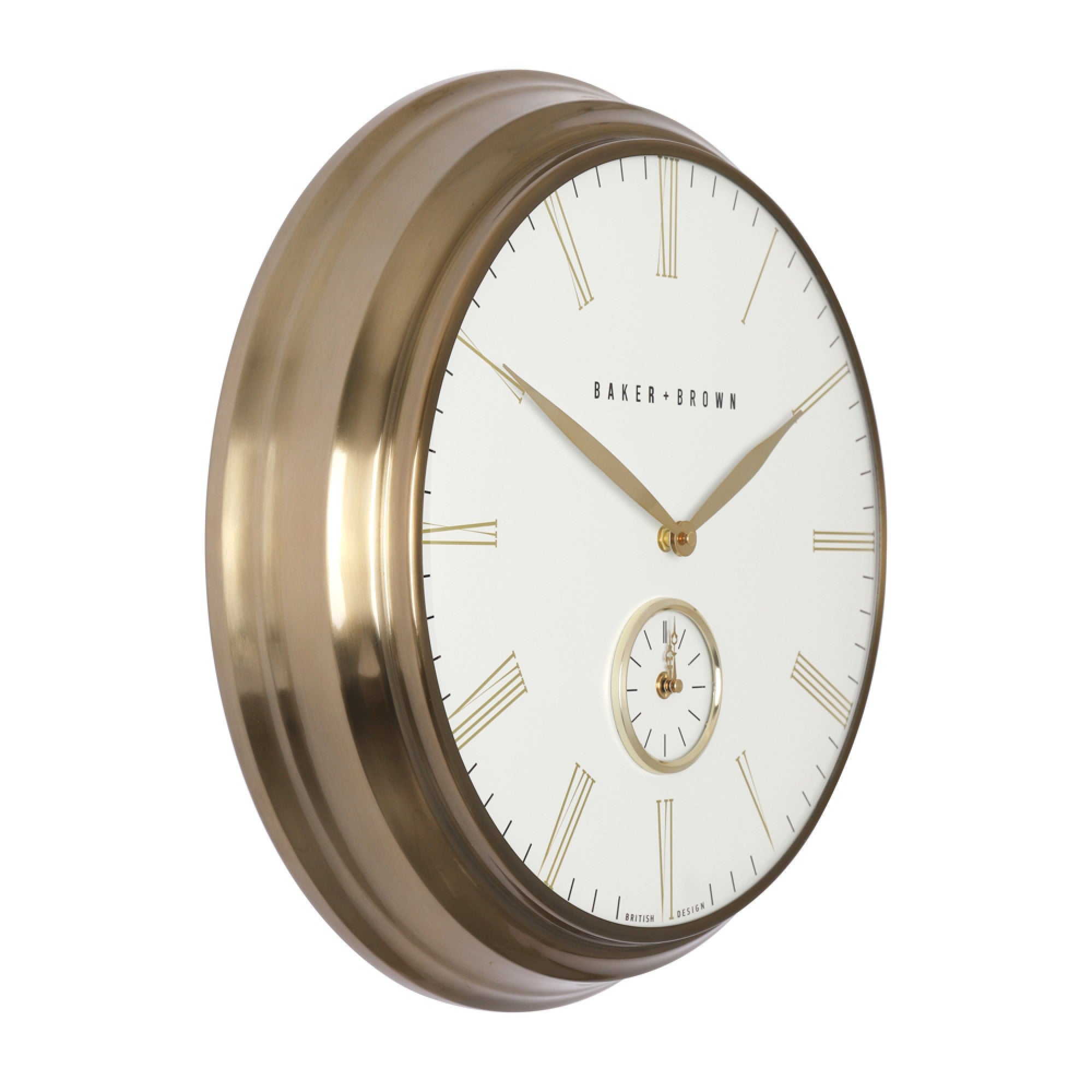 Barker & Brown Clock White/Brass 49cm
