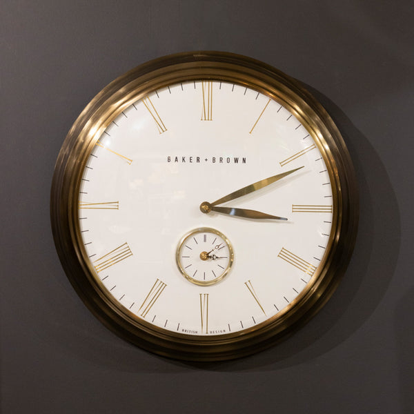 Barker & Brown Clock White/Brass 49cm