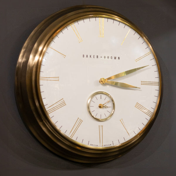 Barker & Brown Clock White/Brass 49cm