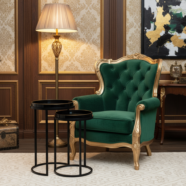 Bruna S/2 Tray Tables Black Gold