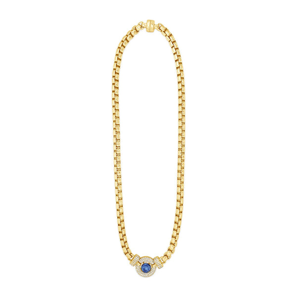 Gold and Light Sapphire Nexklace with Magnetic Closing by Absolute Jewellery