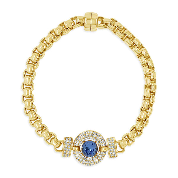 Gold and Light Sapphire Bracelet with Magnetic Closing by AbsoluteJewellery