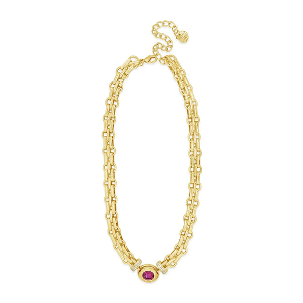 Fushia and Gold Necklace by Absolute jewellery