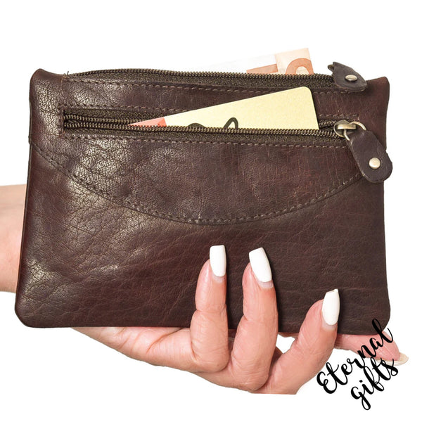 Top zip Purse in Brown by Tinnakeenly Leathers