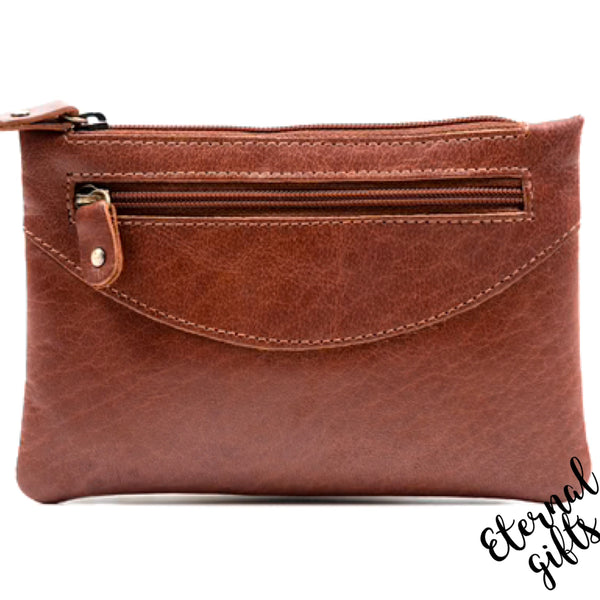 Top Zip Purse in Tan by Tinnakeenly Leathers