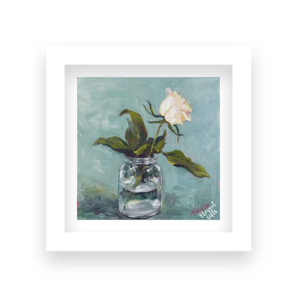 White Rose Limited Edition Print 30 X 30 Framed By Karen Wilson Art