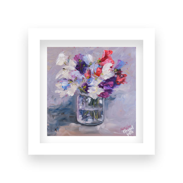 Sweet Pea Limited Edition Art Print 30 X 30 Framed by Karen Wilson Art