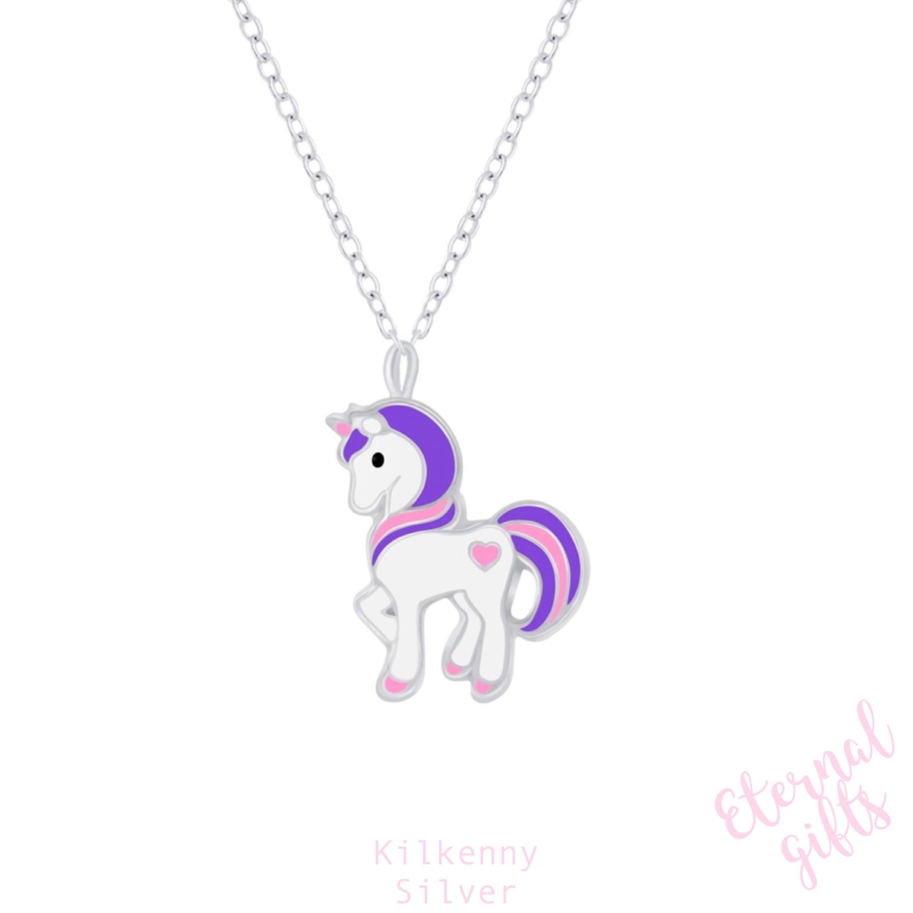 Purple Unicorn Necklace by Kilkenny Silver