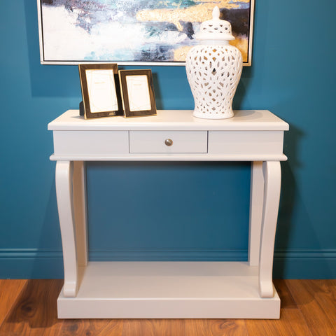 Scroll Grey Console Table with Drawer