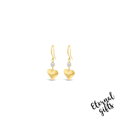 Gold Drop Heart Earrings by Absolute Jewellery