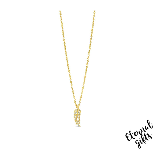 Feather Pendant in Gold Necklace by Jewel Absolute Jewellery