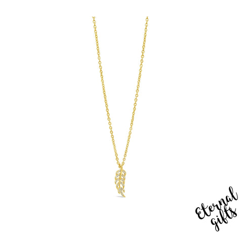 Feather Pendant in Gold Necklace by Jewel Absolute Jewellery