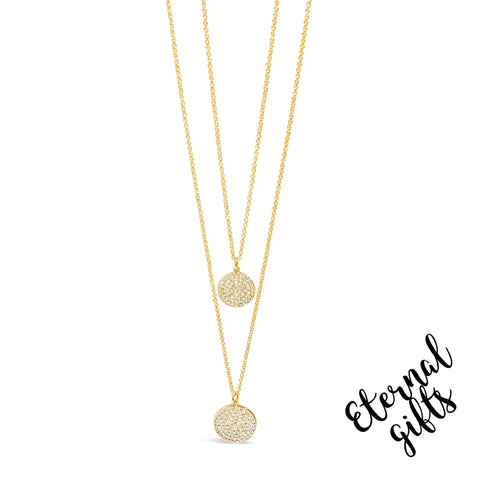 Double Layer Pendants Necklace in Gold by Jewel Absolute Jewellery