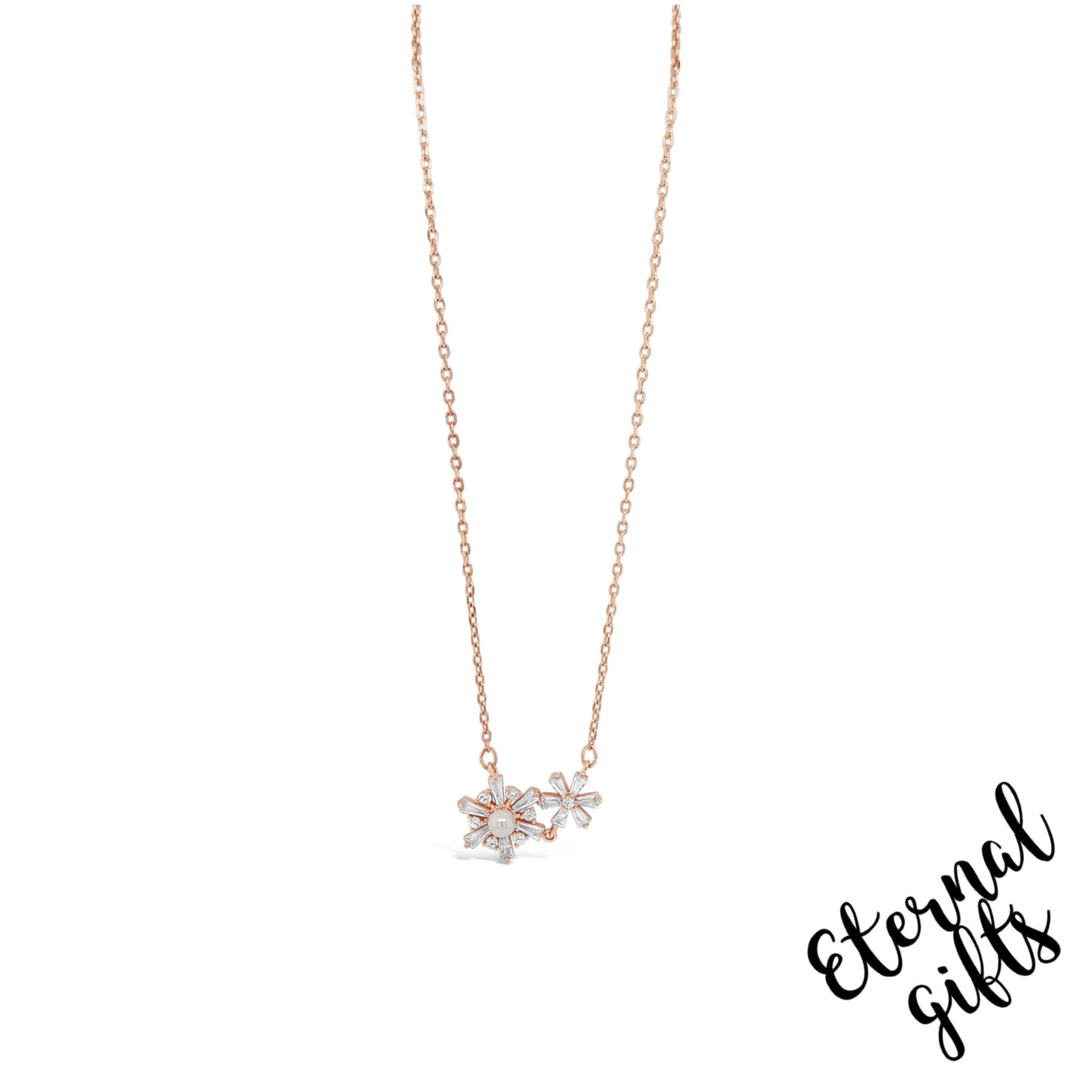 Connected Flowers with Pearl in Rose Gold by Jewel Ansolute Jewellery