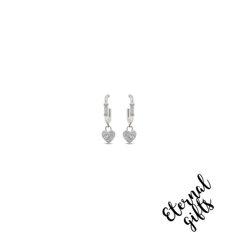 Drop Heart Earrings in Silver by Jewel Absolute Jewellery