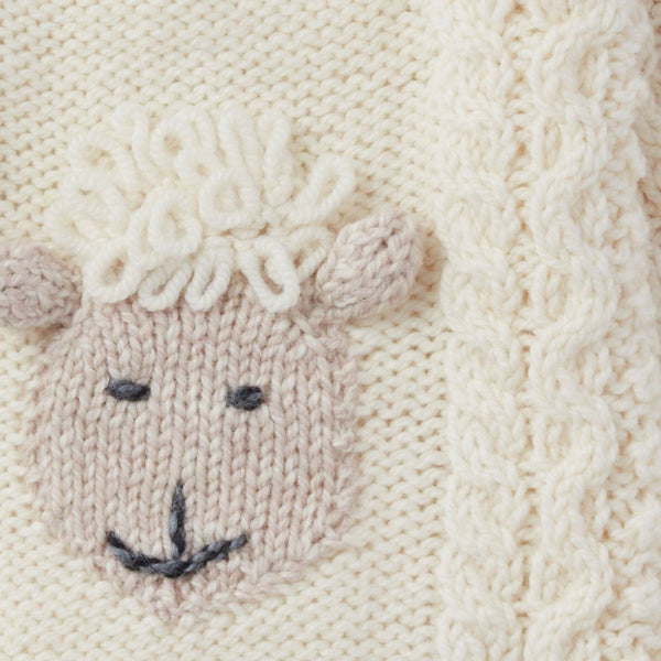 Shepley Character Baby Aran Wool Crew Neck Sweater - Cream Large